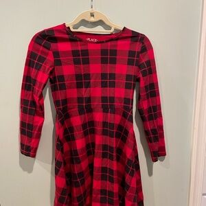 The Children's Place Red and Black A-Line Plaid Dress
